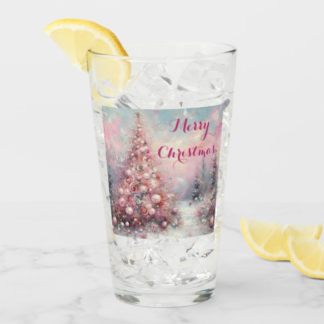 Whimsical Impressionistischer Weihnachtsbaum Glas (Vorderseite Ice)