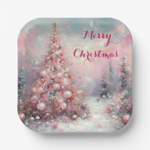 Whimsical Impressionistischer Weihnachtsbaum Pappteller