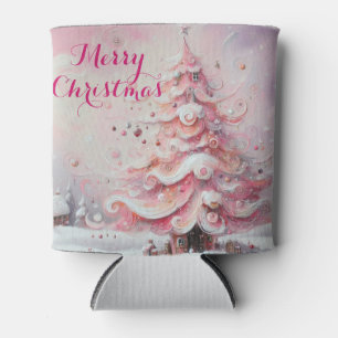 Whimsical Impressionistischer Weihnachtsbaum Pink Dosenkühler