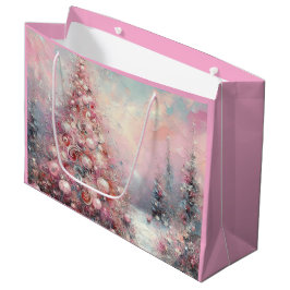 Whimsical Impressionistischer Weihnachtsbaum Pink Große Geschenktüte