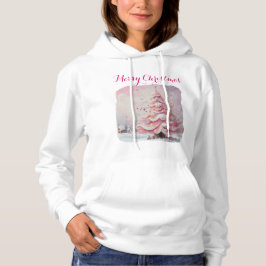 Whimsical Impressionistischer Weihnachtsbaum Pink Hoodie