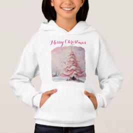 Whimsical Impressionistischer Weihnachtsbaum Pink Hoodie