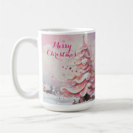 Whimsical Impressionistischer Weihnachtsbaum Pink Kaffeetasse