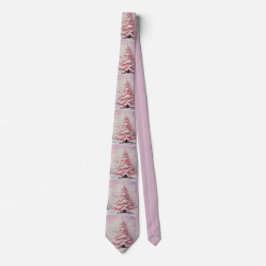 Whimsical Impressionistischer Weihnachtsbaum Pink Krawatte