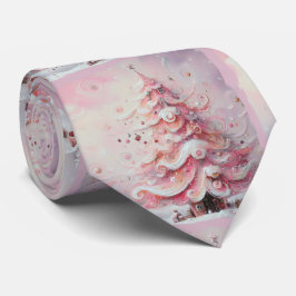 Whimsical Impressionistischer Weihnachtsbaum Pink Krawatte