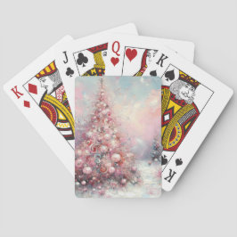 Whimsical Impressionistischer Weihnachtsbaum Pink Spielkarten