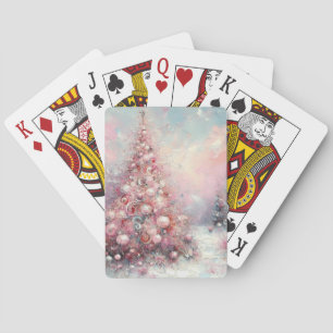 Whimsical Impressionistischer Weihnachtsbaum Pink  Spielkarten