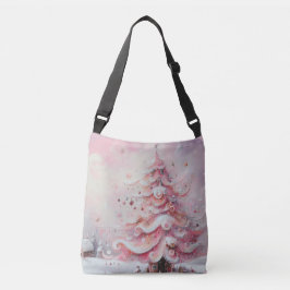 Whimsical Impressionistischer Weihnachtsbaum Pink Tragetaschen Mit Langen Trägern