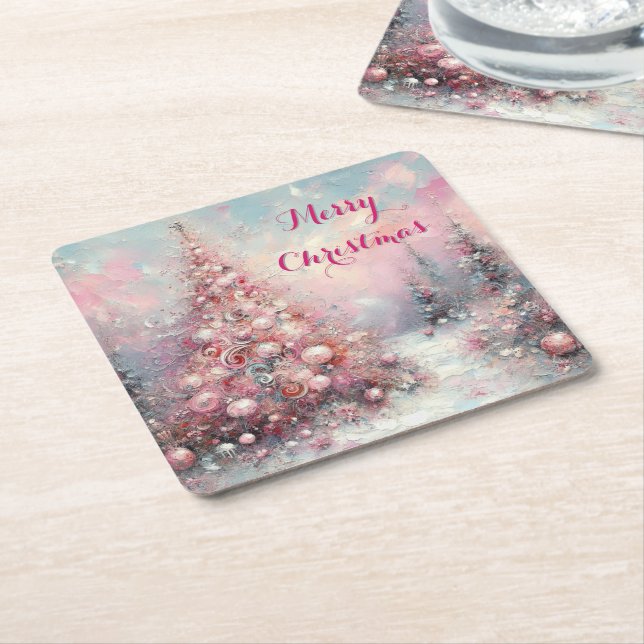 Whimsical Impressionistischer Weihnachtsbaum Rechteckiger Pappuntersetzer (angewinkelt)