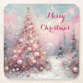 Whimsical Impressionistischer Weihnachtsbaum Rechteckiger Pappuntersetzer