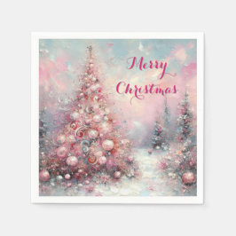 Whimsical Impressionistischer Weihnachtsbaum Serviette