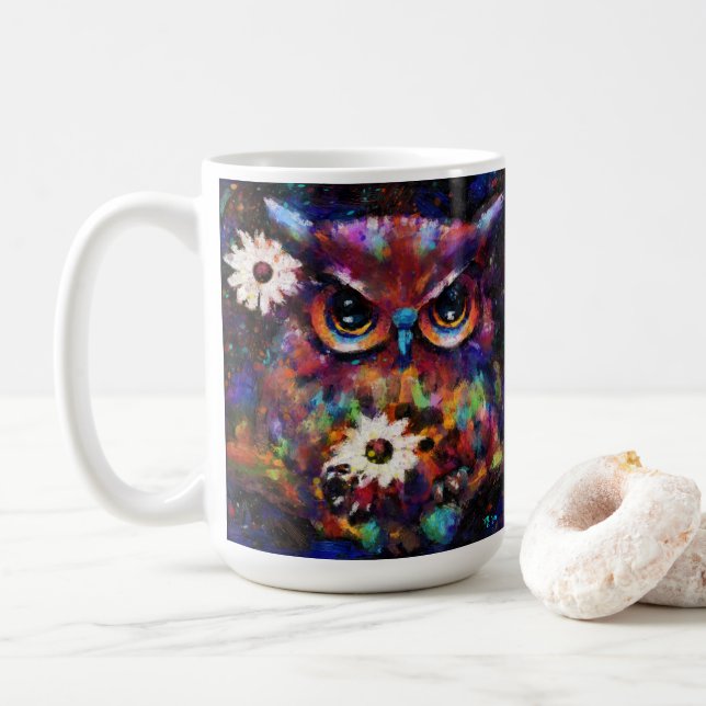 Whimsical Impressionistisches Bläschengemälde Kaffeetasse (Mit Donut)