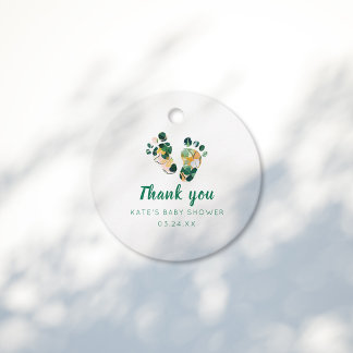 Whimsical Irish Lucky Green Kleeblatt Baby Dusche Geschenkanhänger