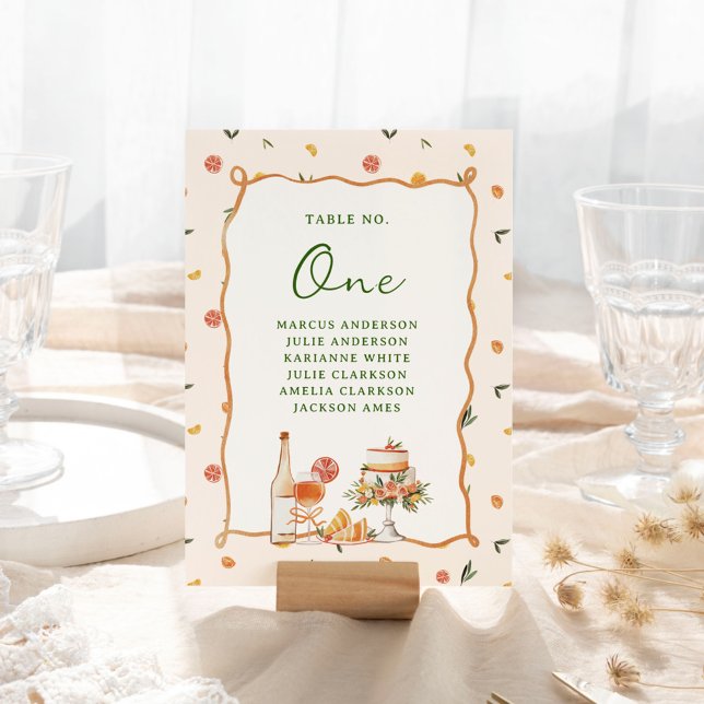 Whimsical Italian Citrus Wedding Tischnummer (Von Creator hochgeladen)