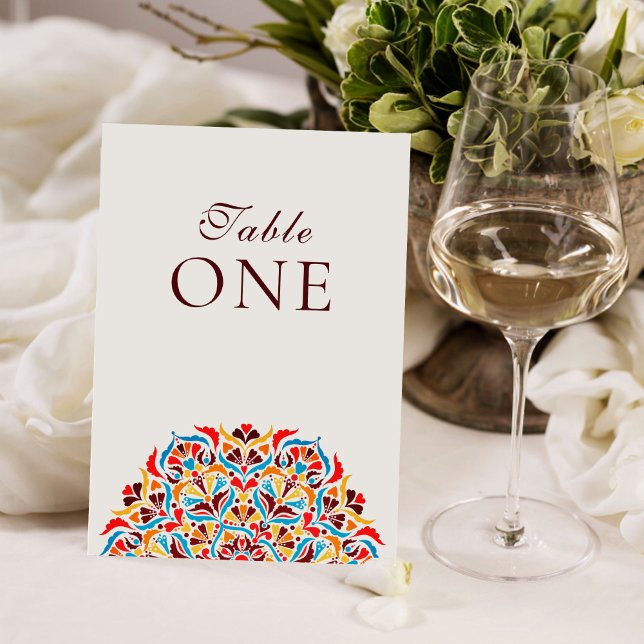 Whimsical Ivory Floral Border Wedding Table Number Einladung (Von Creator hochgeladen)