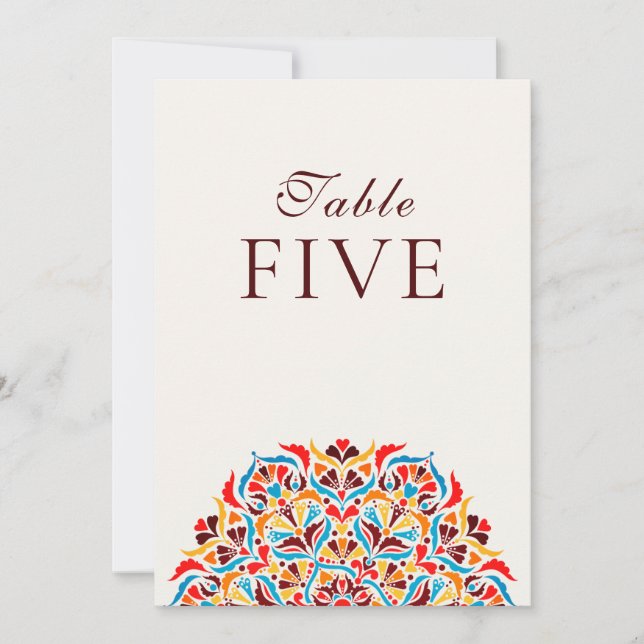 Whimsical Ivory Floral Border Wedding Table Number Einladung (Vorderseite)