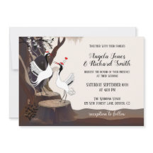 Whimsical Japanese Cranes Wedding Einladung