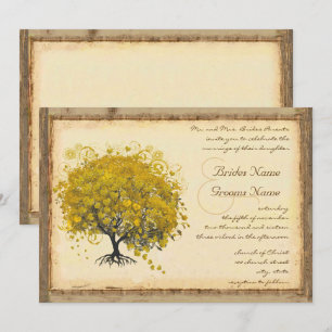 Whimsical Jaune Heart Tree Faire-part de mariage