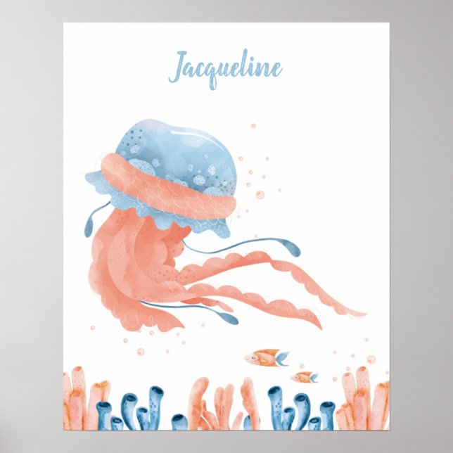 Whimsical Jellyfish Lullaby Anpassbar Poster (Vorne)