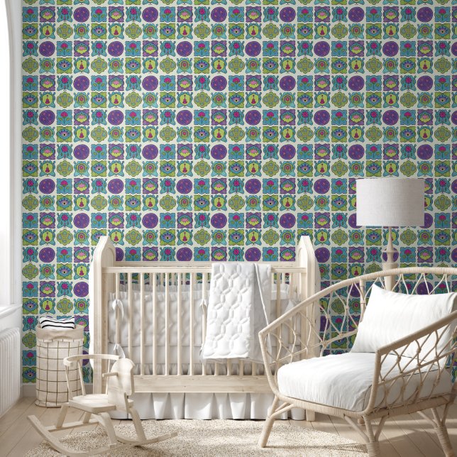 Whimsical Jewel Tones Handgezeichnete Boho Frame C Tapete (Kinder)