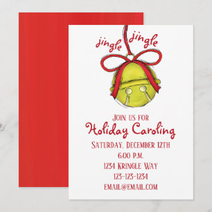 Whimsical Jingle Bells Simple Niedlich Holiday Par Einladung