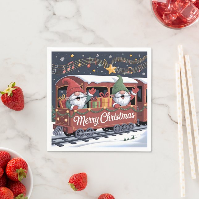 Whimsical Jolly Gnomes Musical Express Serviette (Beispiel)