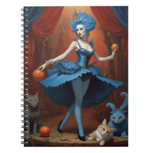 Whimsical Juggling Act mit blauen Haaren Notizblock