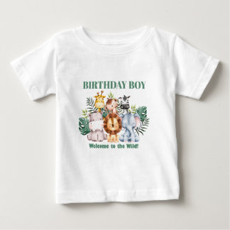 Whimsical Jungle Safari Animal Birthday Baby T-shirt