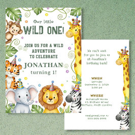 Whimsical Jungle Safari Animal Birthday Invitation Einladung