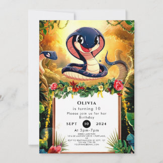 Whimsical Jungle Snake Geburtstag Einladung