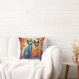 Whimsical Katzenliebhaber Patchwork Zierkissen