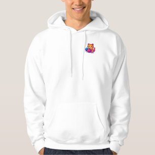 Whimsical Kawaii Cat Knitting Szene mit Oversified Hoodie
