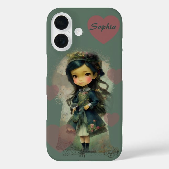 Whimsical Kawaii Fairy Tale Girl iPhone 16 Hülle (Rückseite)