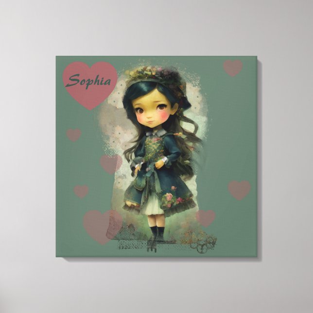 Whimsical Kawaii Fairy Tale Girl Leinwanddruck (Vorderseite)
