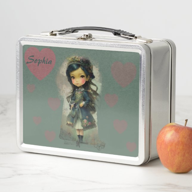 Whimsical Kawaii Fairy Tale Girl Metall Brotdose (Beispiel)