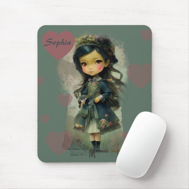 Whimsical Kawaii Fairy Tale Girl Mousepad (Mit Mouse)
