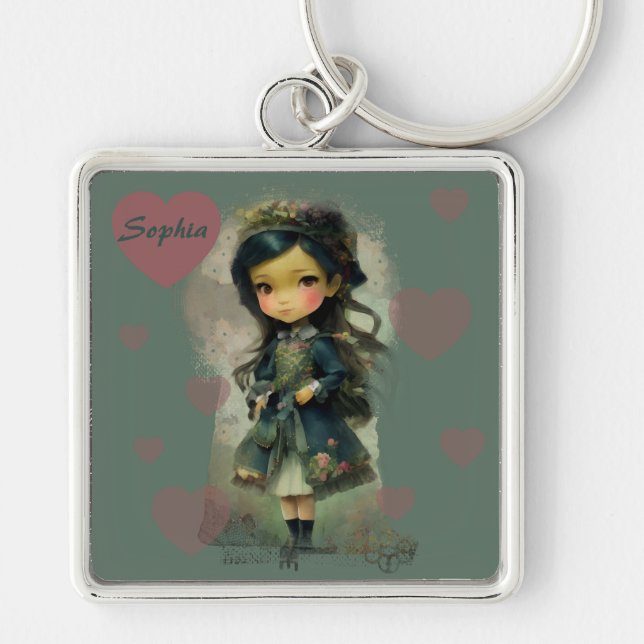 Whimsical Kawaii Fairy Tale Girl Schlüsselanhänger (Vorne)