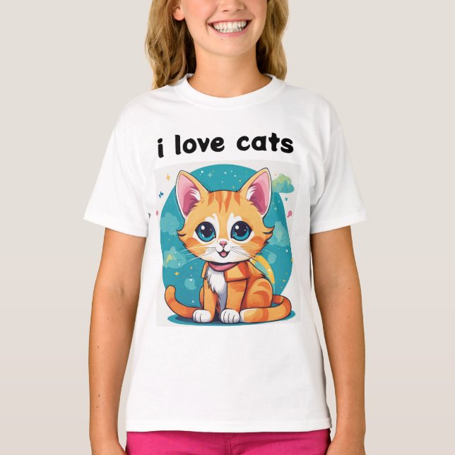 Whimsical Kids' Cat T-Shirt Collection: Spielerisc (Vorderseite)