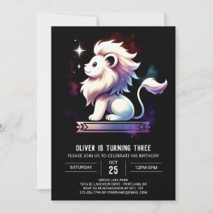 Whimsical Kids Lion Birthday Einladung