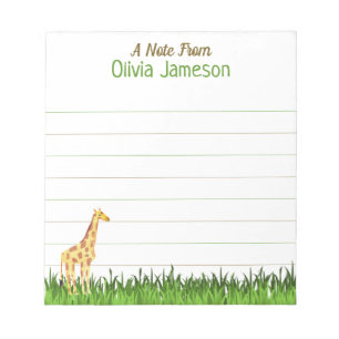 Whimsical Kid's Name GIRAFFE Lined Notizblock