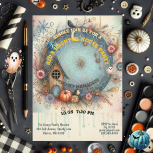 Whimsical Kids Spuk House Party Pastel Fall Spaß Einladung