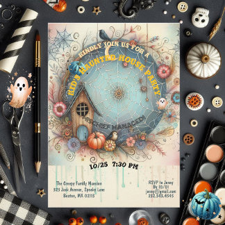 Whimsical Kids Spuk House Party Pastel Fall Spaß Einladung