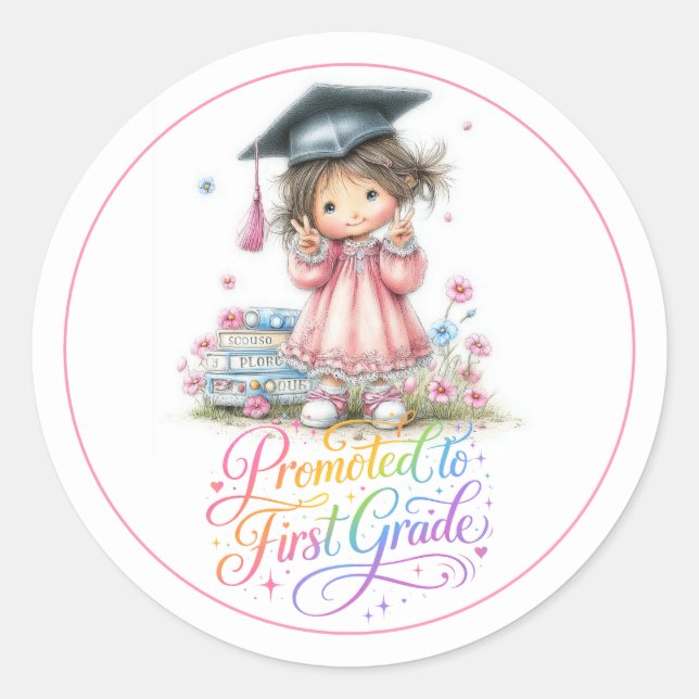 Whimsical Kindergarten Graduation Celebration  Runder Aufkleber (Vorderseite)