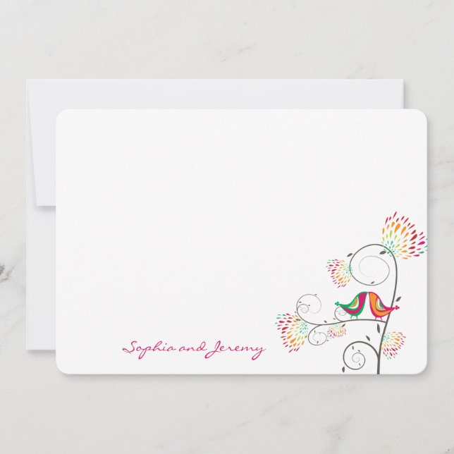 Whimsical Kissing Summer Love Birds Danke Karte (Vorderseite)