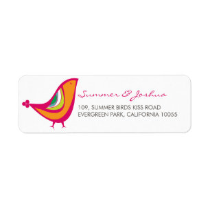 Whimsical Kissing Summer Love Birds Rücksendeadres