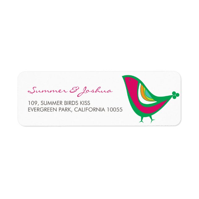Whimsical Kissing Summer Love Birds Rücksendeadres (Vorne)