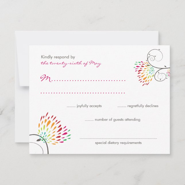 Whimsical Kissing Summer Love Birds Wedding RSVP (Vorderseite)