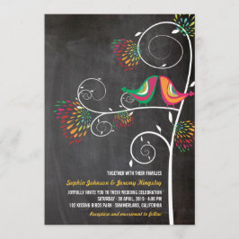 Whimsical Kissing Summer Love Birds Wedite Einladu Einladung