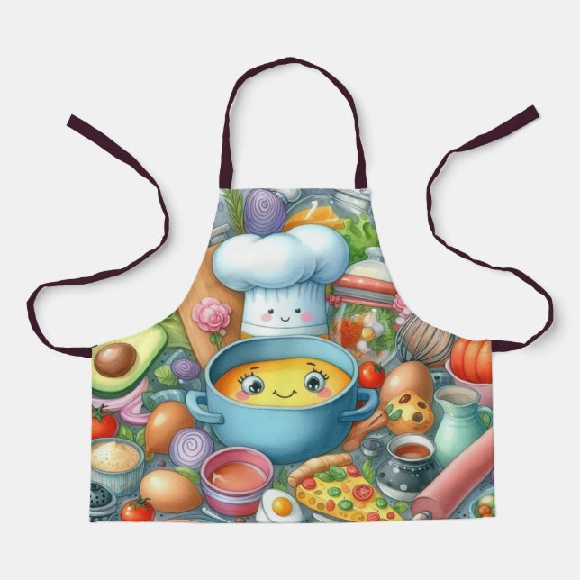 Whimsical Kitchen Adventure Kids' Apron Schürze (Vorderseite)
