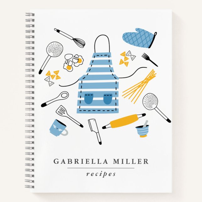 Whimsical Kitchen Tools Personalisiert Rezept Note Notizbuch (Vorderseite)